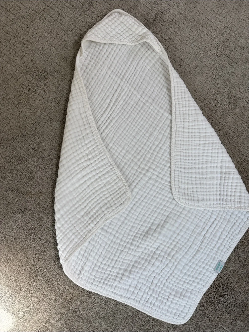 Baby White Muslin Hooded Towel